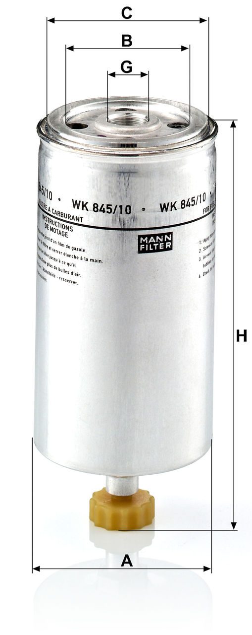 SASE FILTRESI DAF XF 95-105 695832  A-82mm B-62mm C-71mm G-3/4-16 UNF H-183mm